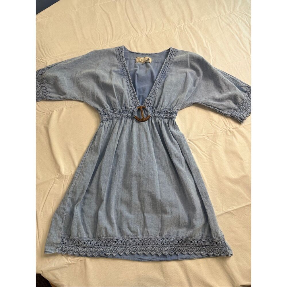 Seaspice Peruvian Cotton Blue Denim Beach Dress Size Small